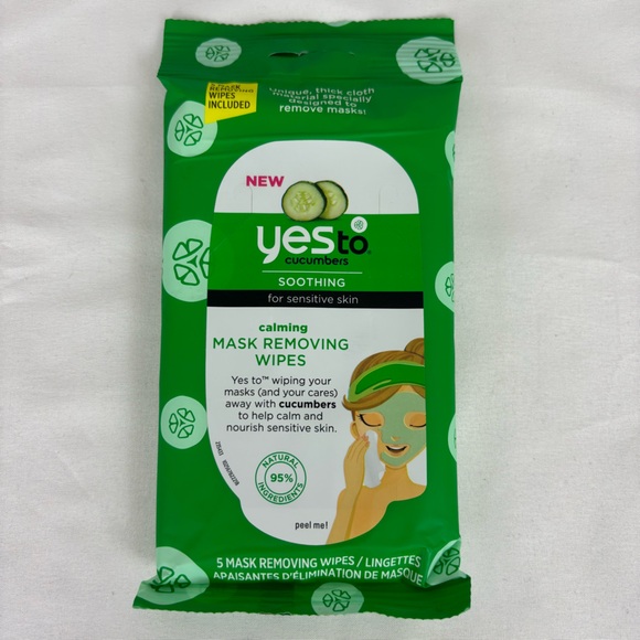 Yes To Cucumber Wipes Mask Removal Facial Calming Wipes Set of Four 5 Count Pack - Picture 2 of 9